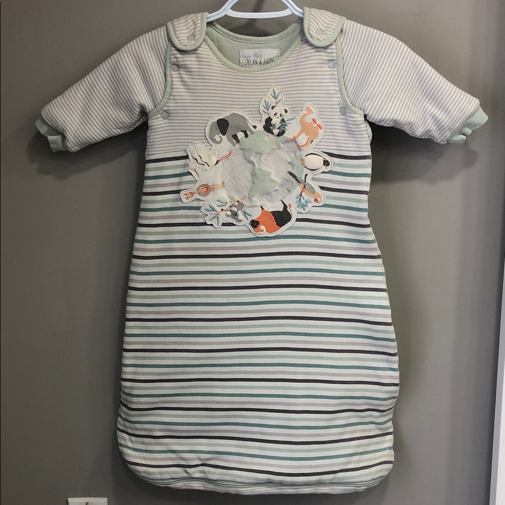 Dylan & Abby Baby Sleep Sack | 6–18 Months | Removable Sleeves Animal Map